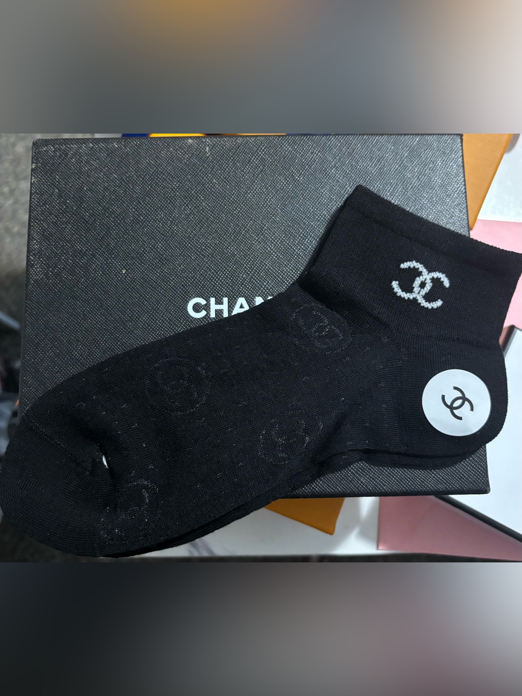 Unisex Cc Black Logo Ankle Socks